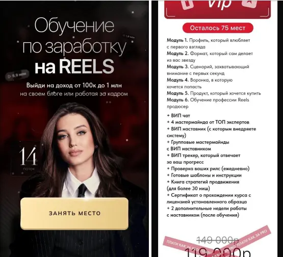 Арина Алекс - Обучение по заработку на reels. 14 поток. Тариф VIP
