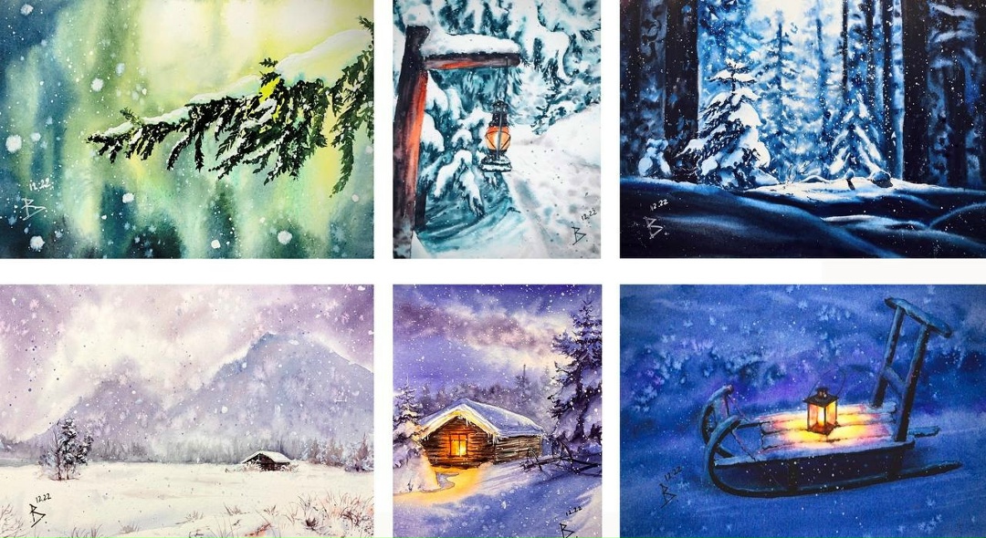 Школа рисования Беркана - Кира Бондарева → Доброта и снег